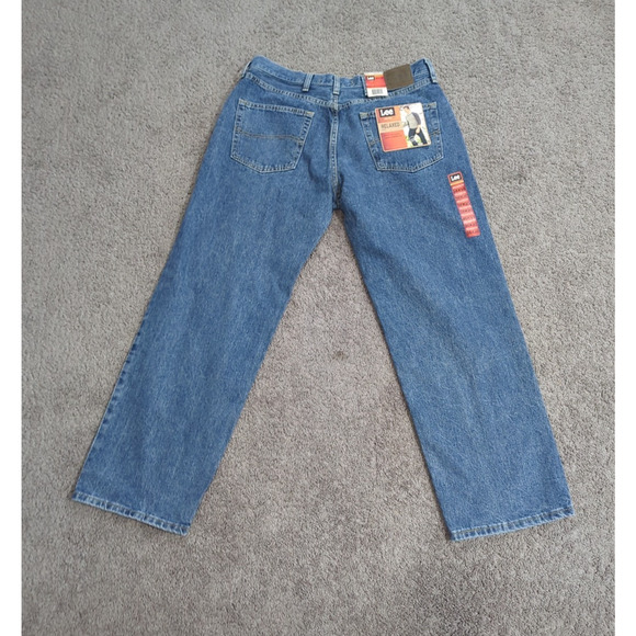 NWT Lee Men Relaxed Fit Straight Leg Comfortable All Cotton Denim Jeans 36 x 30 - Picture 2 of 3